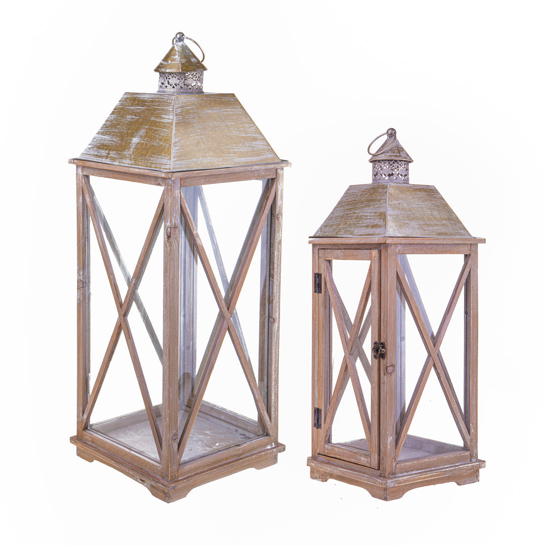 Set 2 lanterna in legno • 80 cm