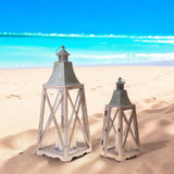 Set e due lanterne in legno • 75 cm