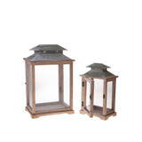 Set e due lanterne in legno • 47 cm