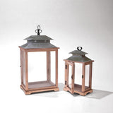 Set e due lanterne in legno • 47 cm