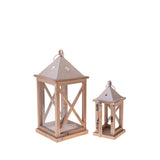 Set e due lanterne in legno • 42 cm