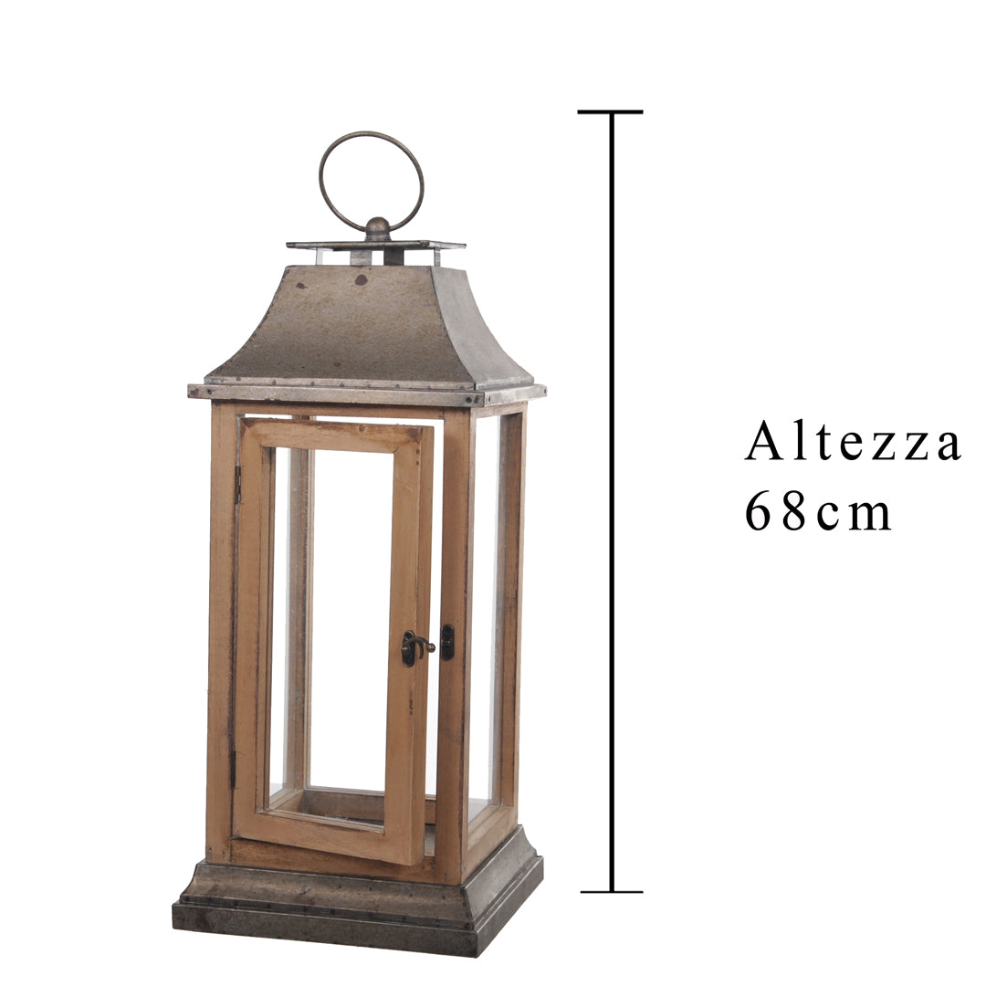 Lanterna in metallo con manico • 68 cm