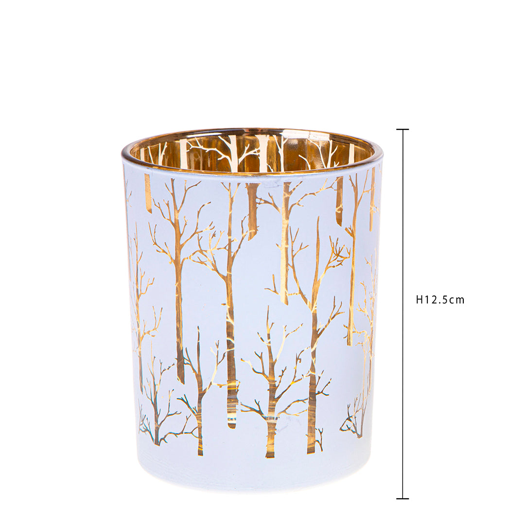 2 Pezzi • Porta tealight con alberi • 12,5 cm