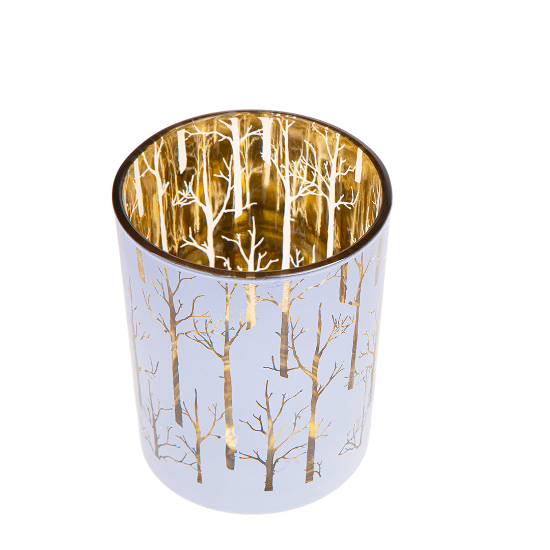2 Pezzi • Porta tealight con alberi • 12,5 cm