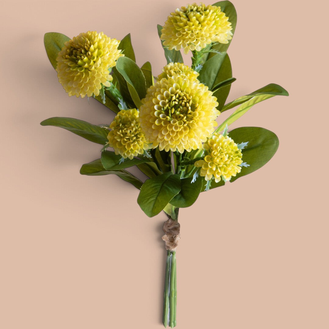 3 Pezzi • Bouquet Ponpon Dalia 6 Fiori/ 21Fgl • 46 cm