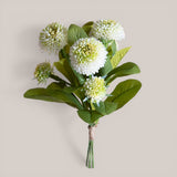 Bouquet Ponpon Dalia con 6 fiori e 21 foglie •  46 cm