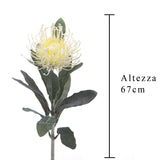 4 Pezzi • Fiore di protea artificiale 14 foglie • 67 cm