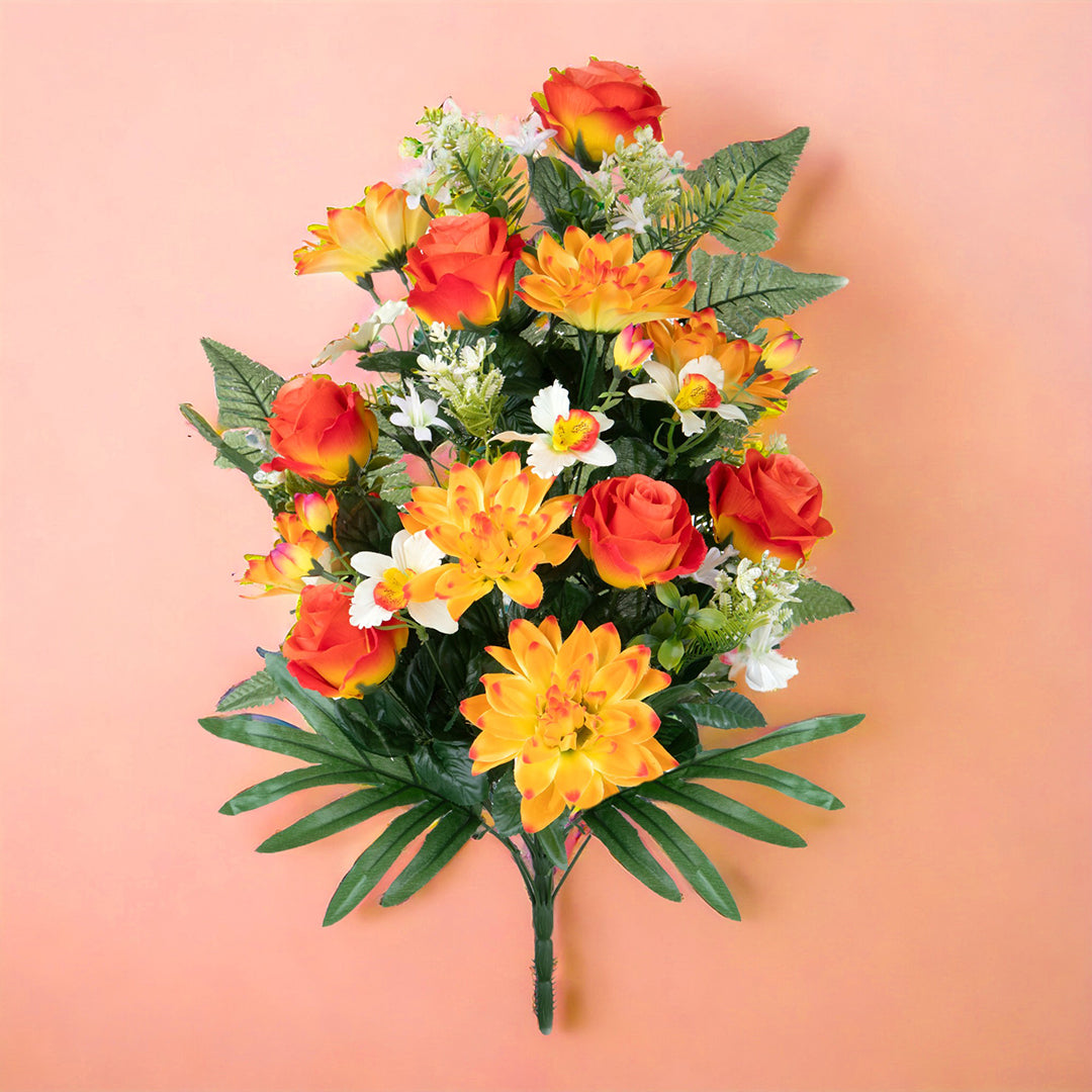 Frontale fiori artificiali con dalie • 62 cm