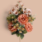 3 Pezzi • Bouquet Peonie/Campanule Frontale • 55 cm