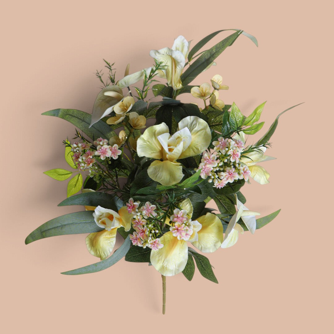 3 Pezzi • Bouquet Iris Frontale • 55 cm
