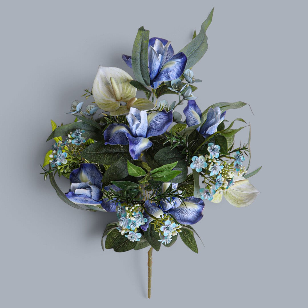 3 Pezzi • Bouquet Iris Frontale • 55 cm