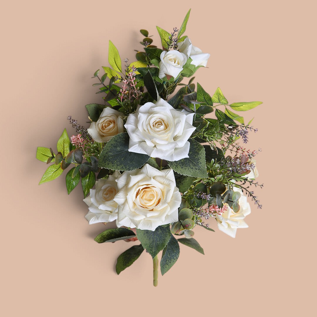 3 Pezzi • Bouquet Rose Frontale • 55 cm