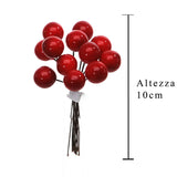24 Pezzi • Bacche Rosse 12 Pz Dm • 10 cm
