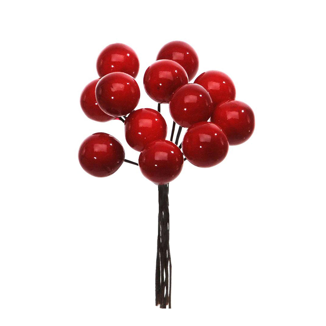 24 Pezzi • Bacche Rosse 12 Pz Dm • 10 cm