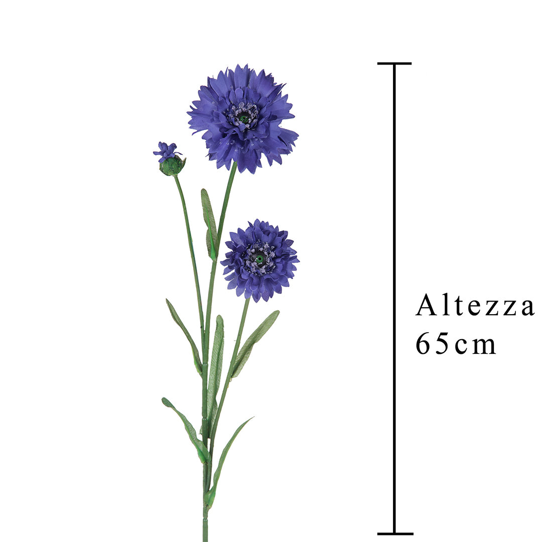 4 Pezzi • Fiordaliso composto da 3 fiori artificiale • 65 cm