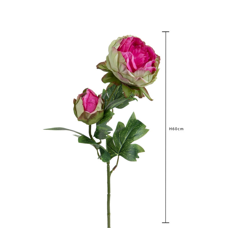 2 Pezzi • Peonia artificiale con 2 fiori • 60 cm