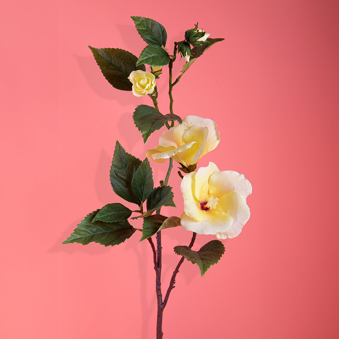 2 Pezzi • Hibicus artificiale composto da 2 fiori • 76 cm