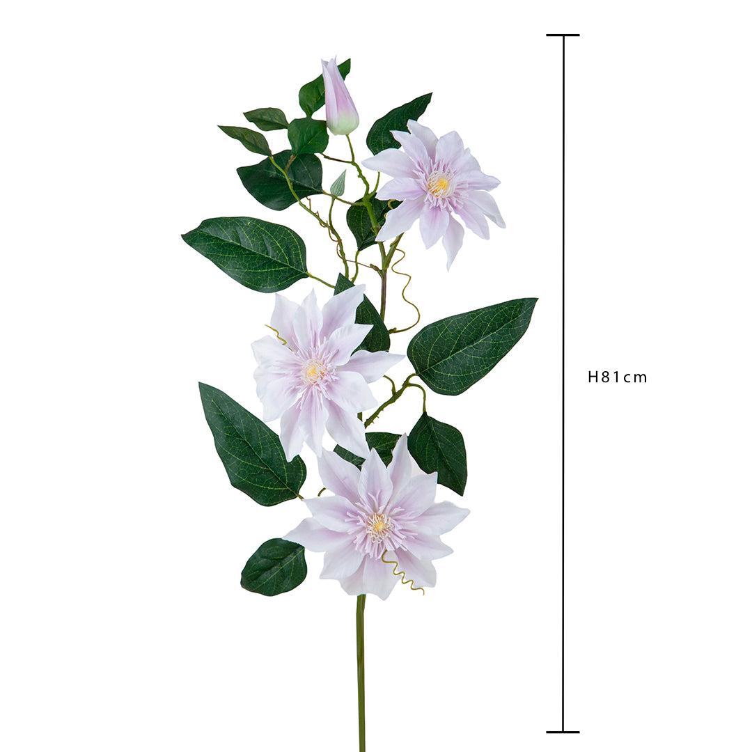 3 Pezzi • Fiore di Clematis artificiale per 3 fiori • 81 cm