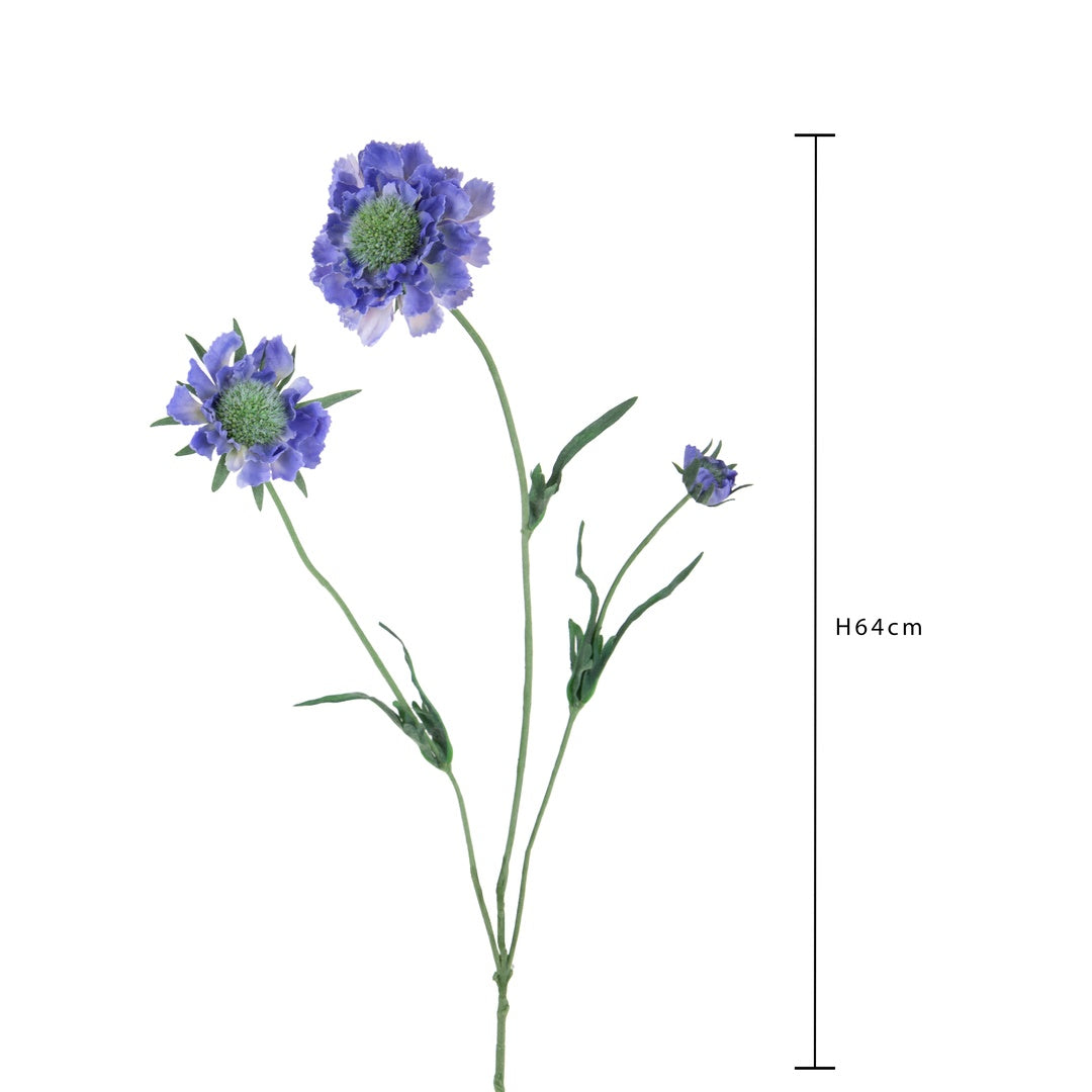 2 Pezzi • Fiore di scabiosa artificiale • 64 cm