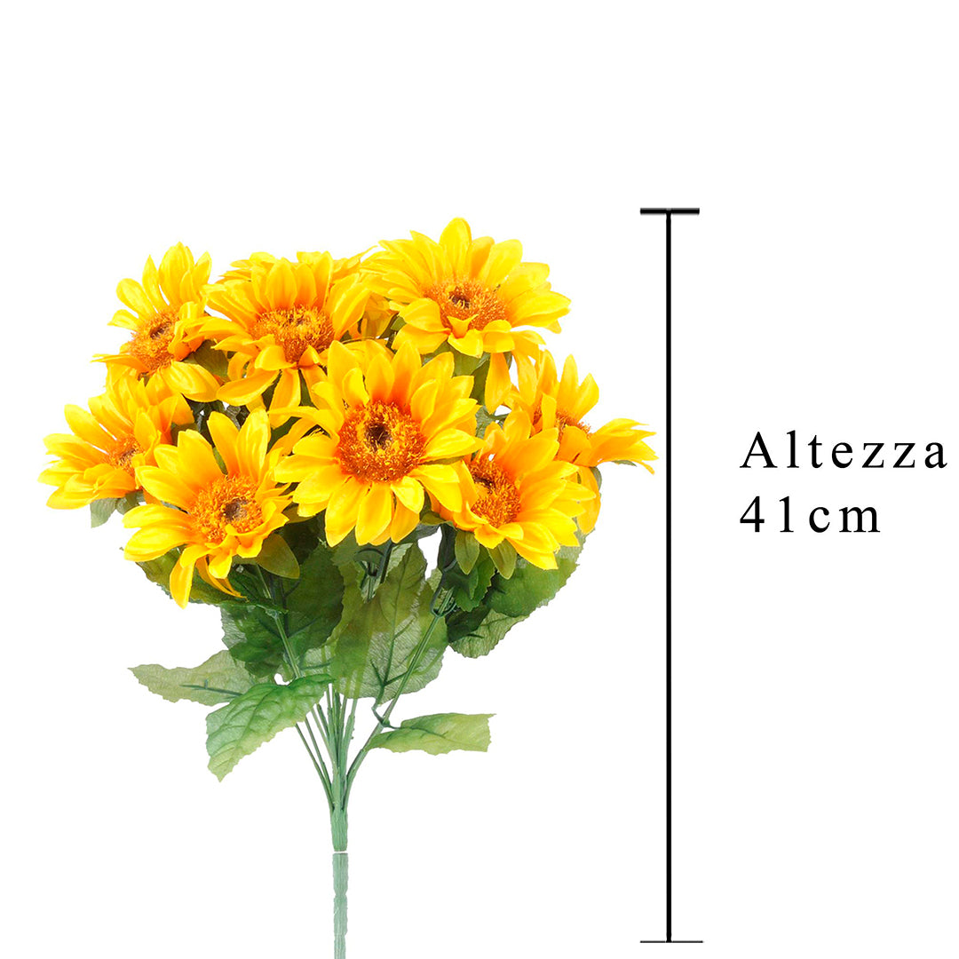 2 Pezzi • Bouquet girasoli artificiale 12 fiori • 40,5 cm