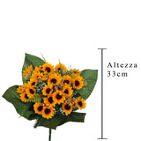 Bouquet girasoli artificiale 12 fiori • 33 cm