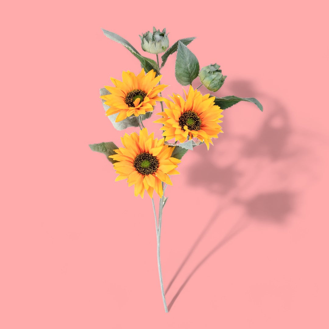 2 Pezzi • Girasole artificiale per 5 fiori • 68 cm