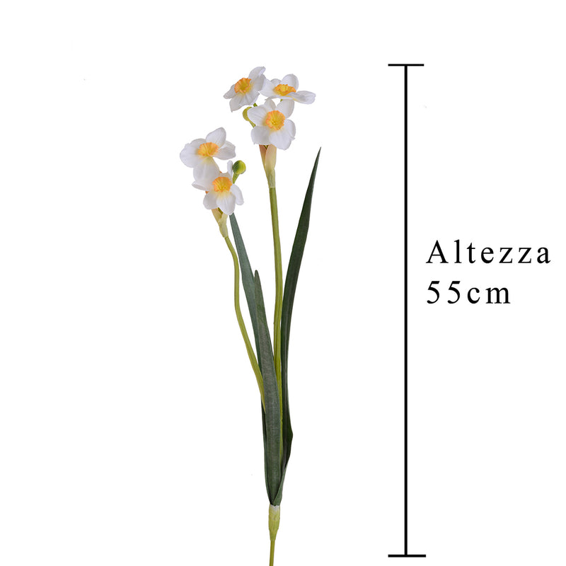 2 Pezzi • Fiore Giunchiglia artificiale con 2 fiori • 55 cm