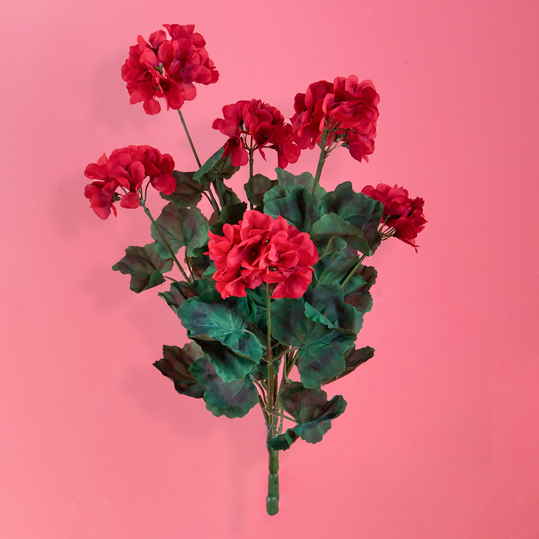 Cespuglio fiori artificiali di geranio • 53 cm