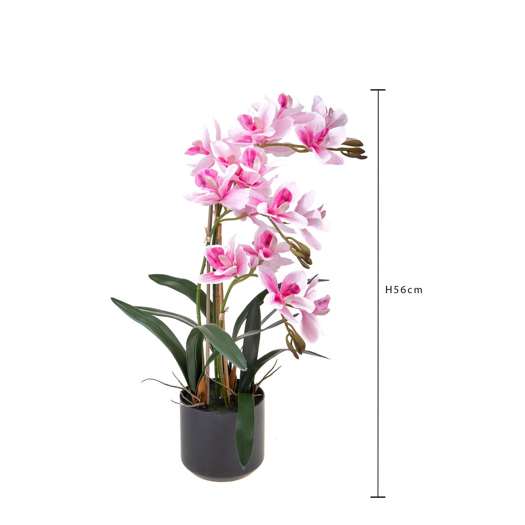 Fiore di Orchidea artificiale cymbidium 3 vaso • 56 cm