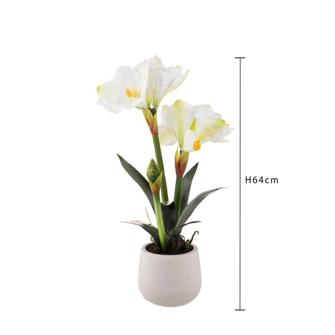 Amaryllis artificiale con vaso • 64 cm