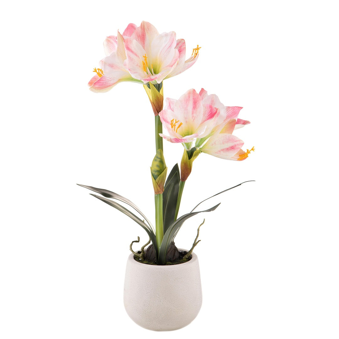 Amaryllis artificiale con vaso • 64 cm