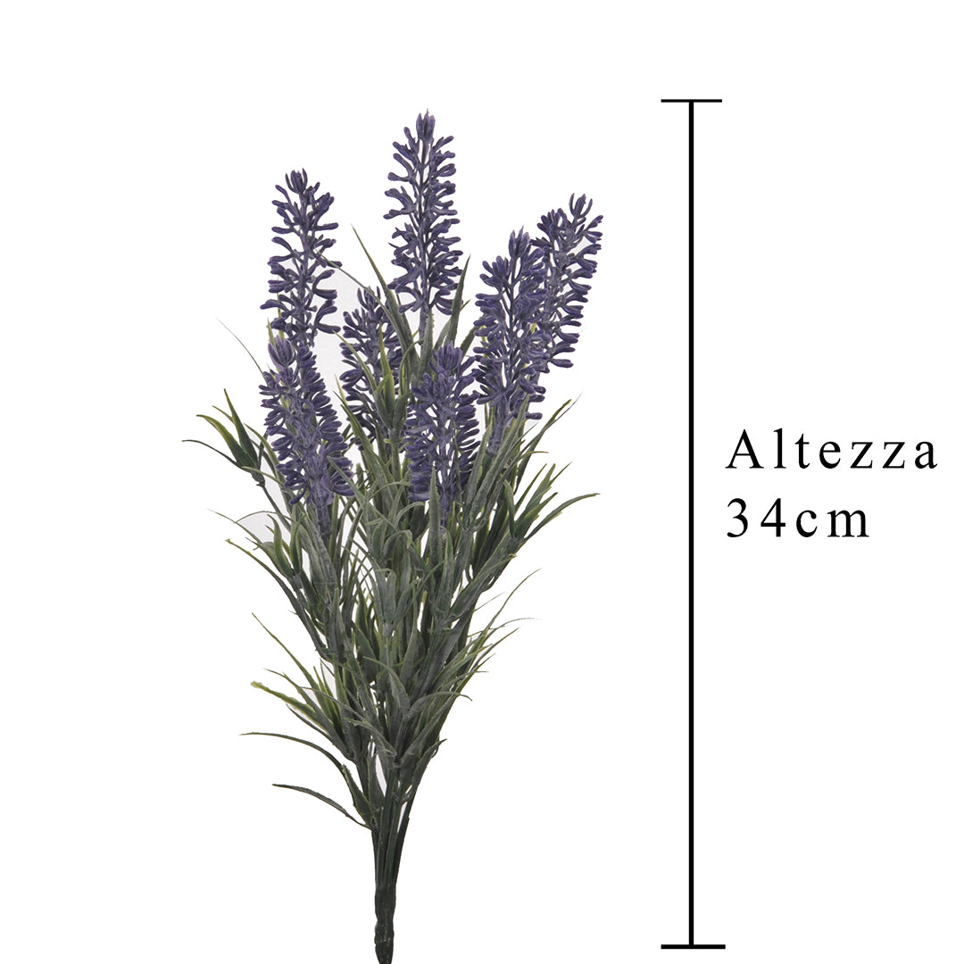 2 Pezzi • Cesuglio lavanda 7 fiori artificiale • 34 cm