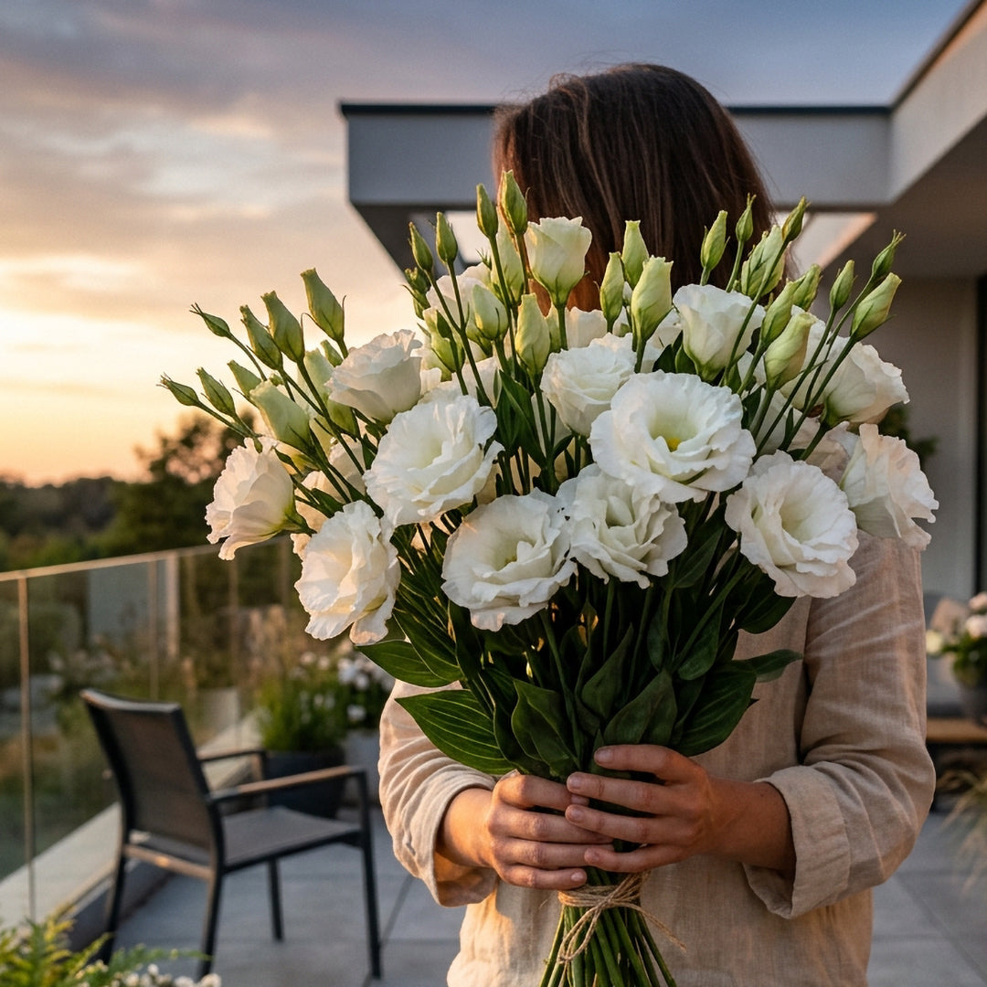 Lisianthus 2 Fiori/1 Boccio • 43 cm