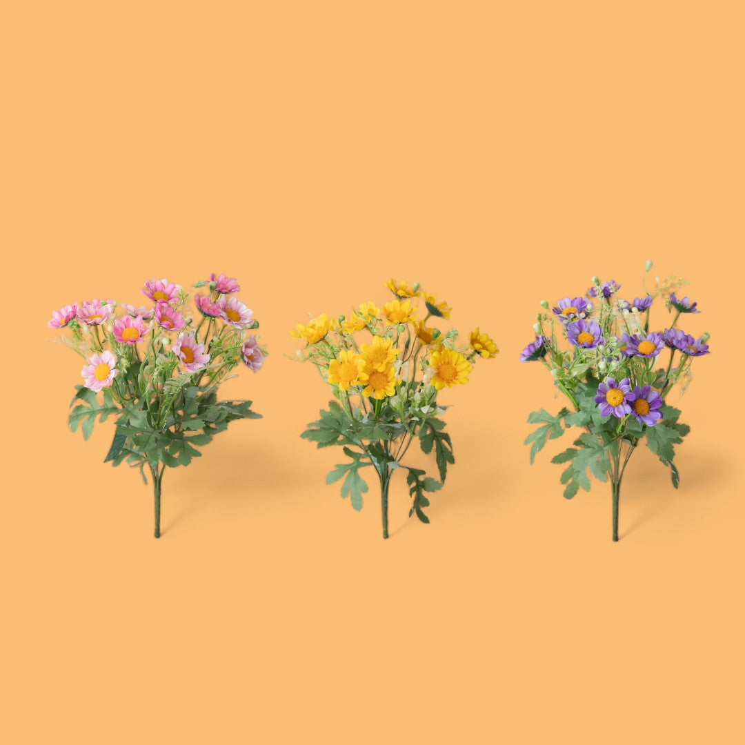 8 Pezzi • Margherita con 7 fiori artificiale • 34 cm