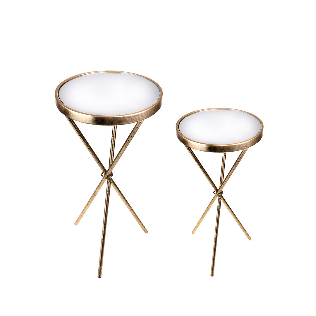 Serie 2 tavolini rotondi specchio • 71 cm