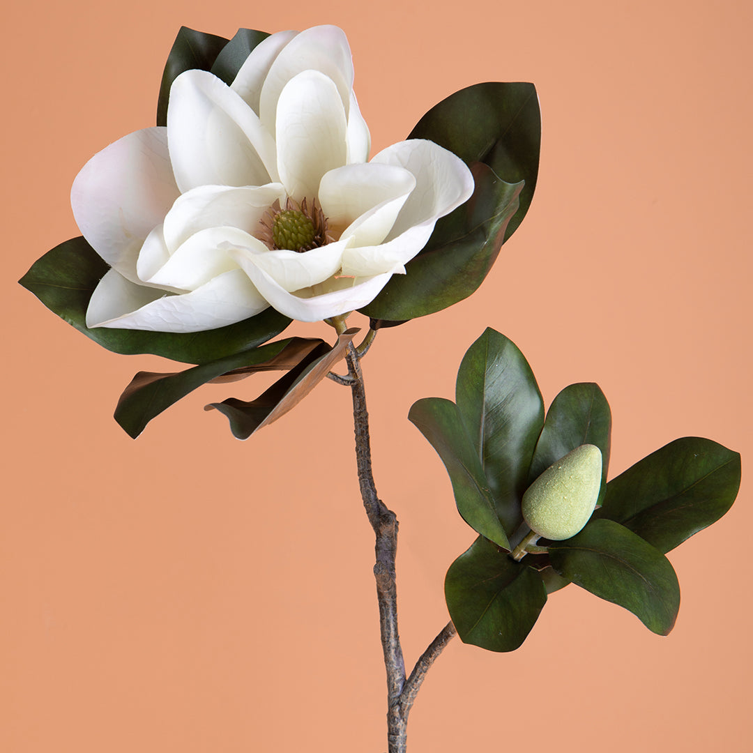 2 Pezzi • Magnolia artificiale con 2 fiori • 82 cm