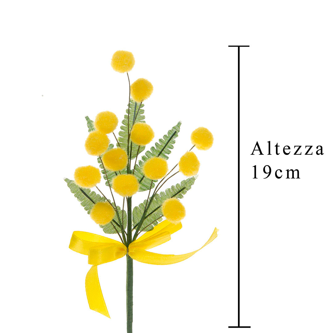 24 Pezzi • Mimosa artificiale pick con fiocco • 19 cm