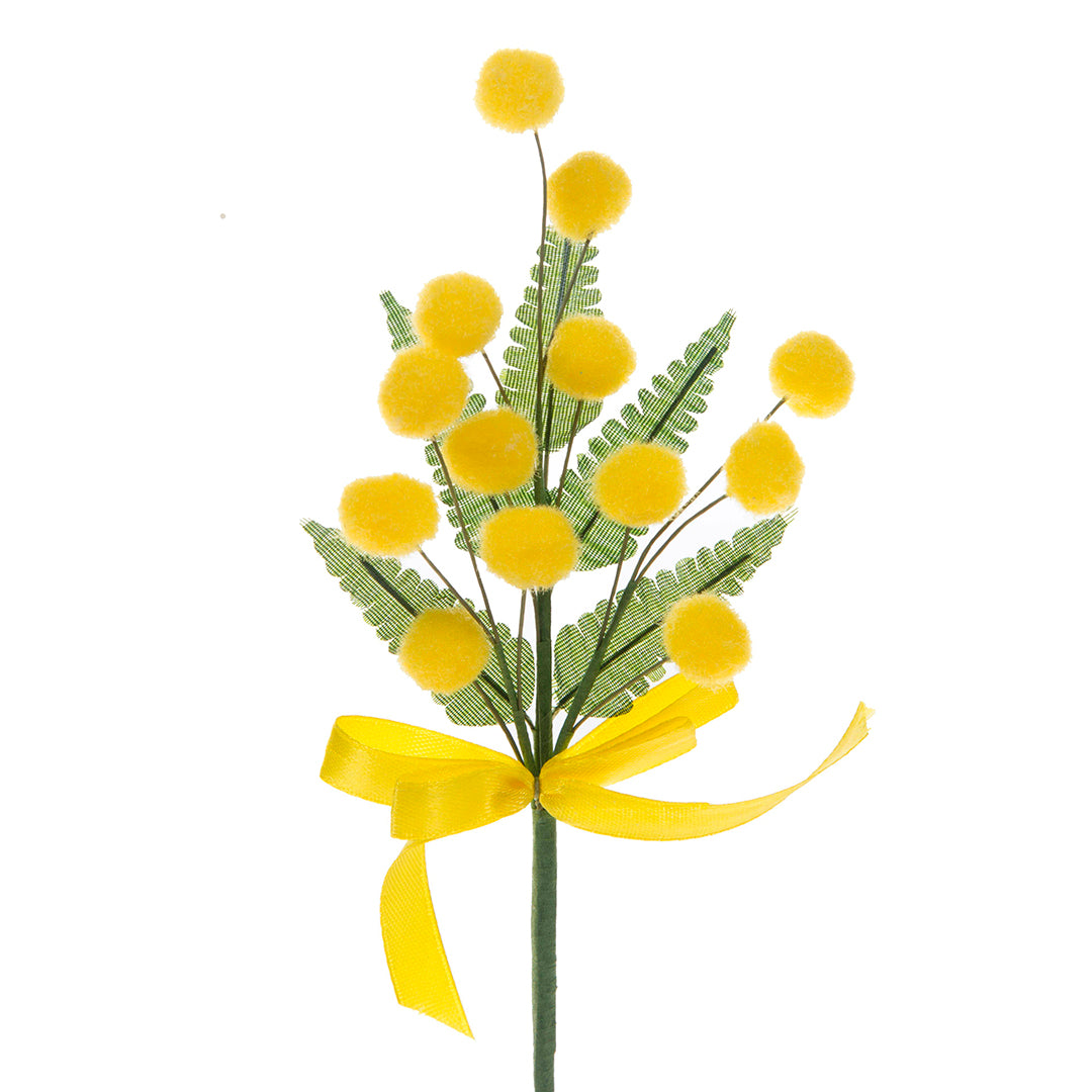 24 Pezzi • Mimosa artificiale pick con fiocco • 19 cm