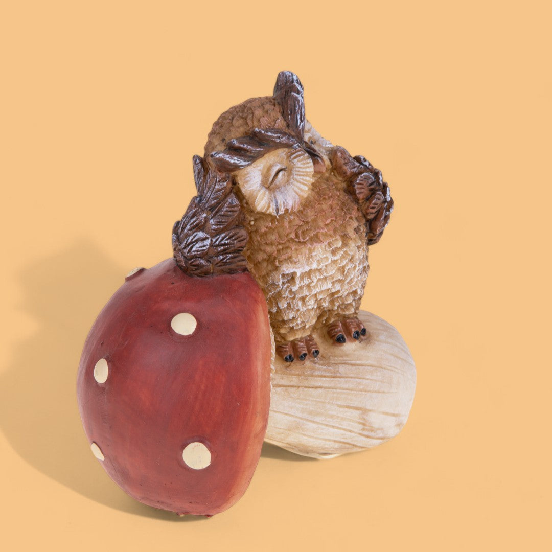 2 Pezzi • Gufo su Fungo • 13,5 cm