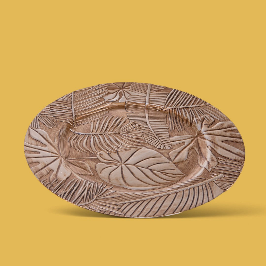 Pezzi 6 • Piatto con foglie uso decorativo • L 33 cm
