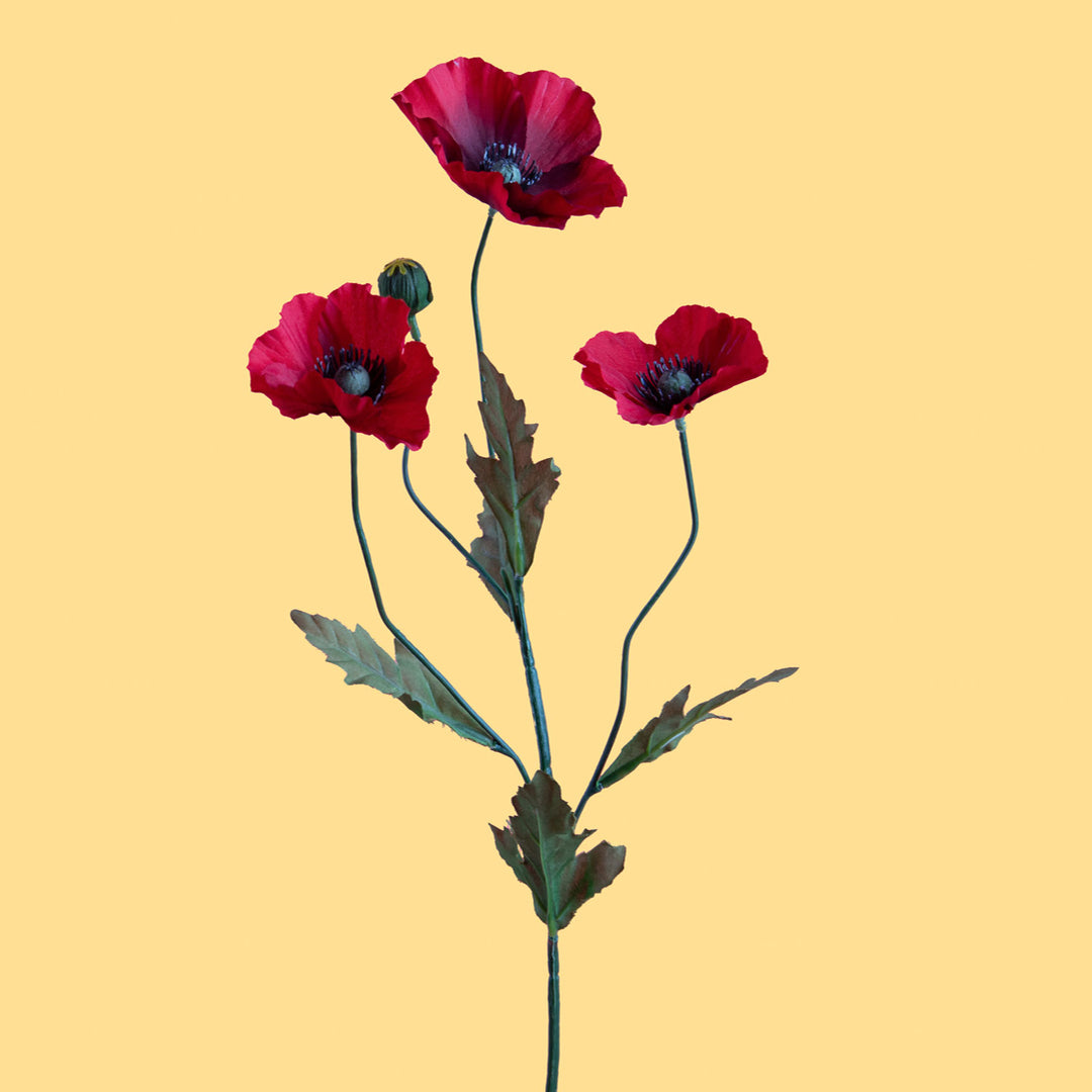 8 Pezzi • Papavero di campo con 4 fiori artificiale • 65 cm