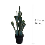 Cactus artificiale opunthia con vaso • 56 cm