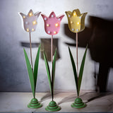 3 Pezzi • Tulipano Metallo con Led • 41 cm