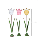 3 Pezzi • Tulipano Metallo con Led • 41 cm