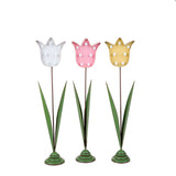 3 Pezzi • Tulipano Metallo con Led • 41 cm