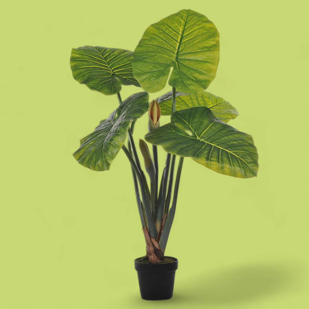 Verde artificiale Taro con vaso • 105 cm