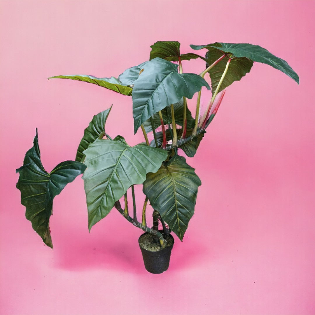 Verde artificiale Colocasia esculenta con vaso • 80 cm