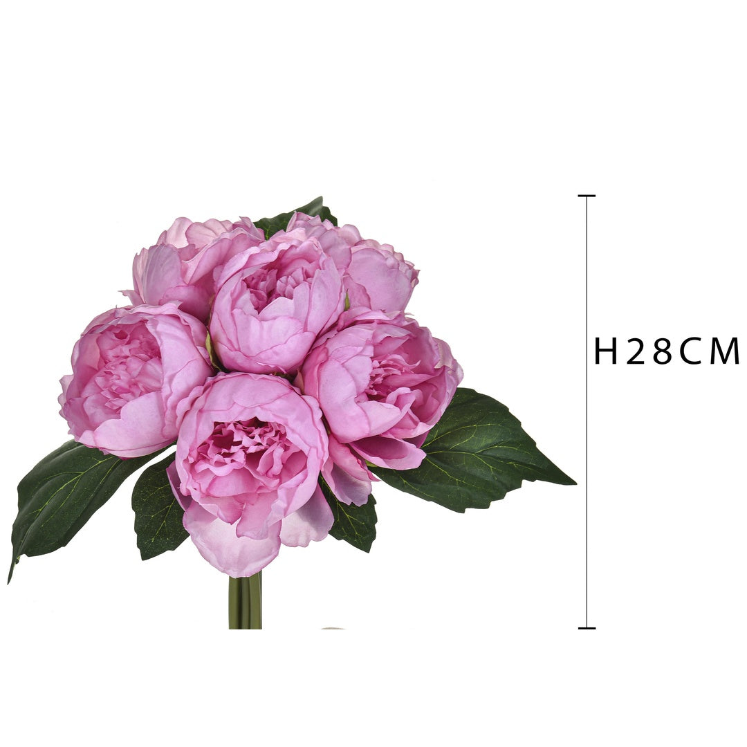 Mazzo peonie artificiale con 6 fiori • 28 cm