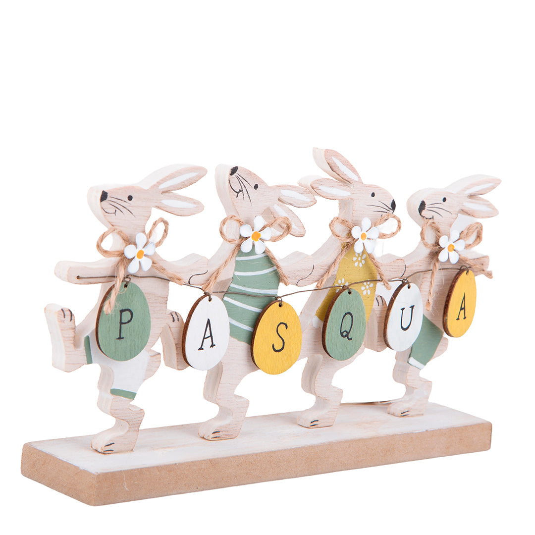 Scritta Pasqua con 4 Conigli • 13 cm