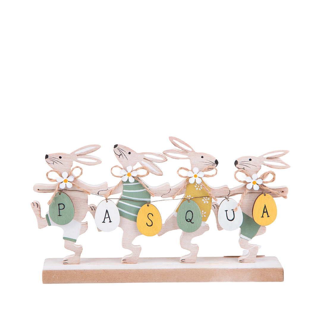 Scritta Pasqua con 4 Conigli • 13 cm